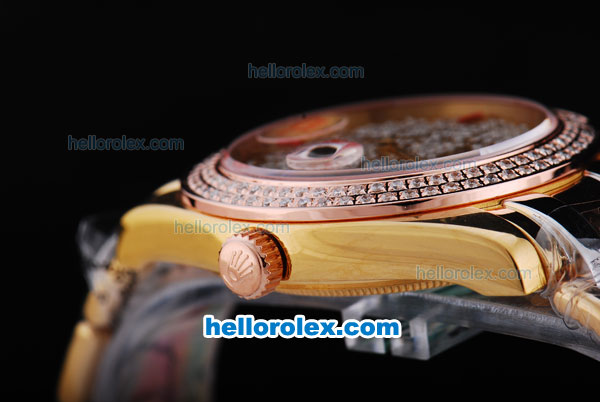 Rolex Day-Date Automatic Movement with Diamond Dial and Rose Gold Bezel with Diamond - Click Image to Close